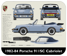 Porsche 911SC Cabriolet 1982-84 Place Mat, Small